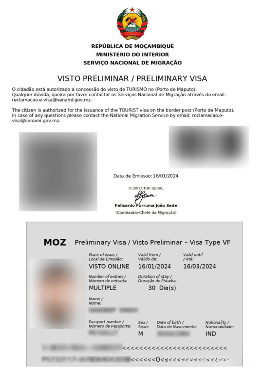 Mozambique visa for Indians