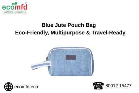 Blue Jute Pouch Bag - Eco-Friendly, Multipurpose & Travel-Ready