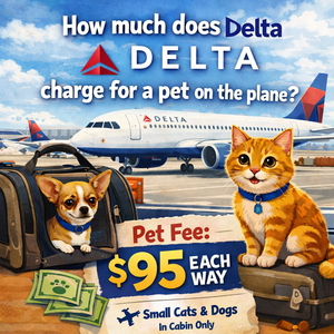 How much does Delta charge for a pet on the plane?