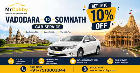 Exploring the Journey: MrCabby Ride Cab Services from Vadodara to Somnath