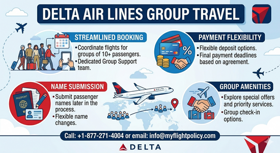 Are group check-in services available with Delta Airlines group travel?